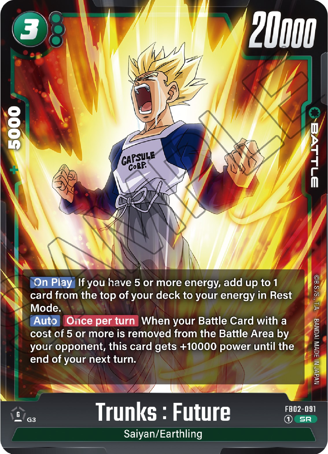 アート・デザイン・音楽 100 Legendary Trunks Trunks : Future - FB01-036 (Alternate Art) - Awakened Pulse